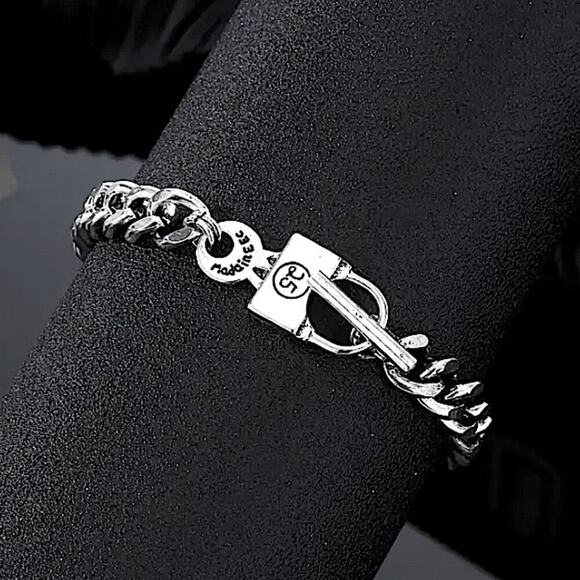 Stainless Steel Lock Bracelet Chain Link Statement Cuban - Picture 4 of 7